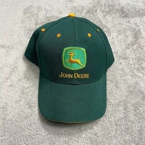 John Deere Embroidered Logo Strapback Cap Baseball Hat Green Outdoor Yard